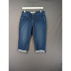 Levis Womens Blue‎ Denim Capri Jeans Size 4 Cuffed Mid Rise Slim Fit